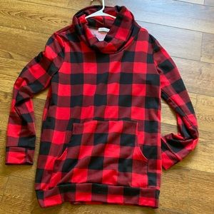 Cowl Neck Buffalo Plaid Long Sleeve Top